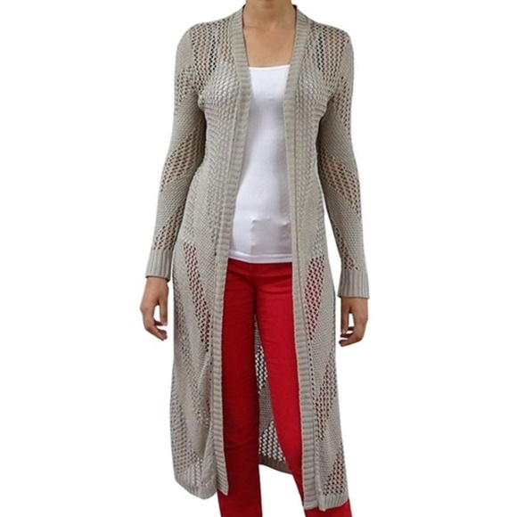 Sweaters - NWT Wide Knit Maxi Duster Crochet Cardigan